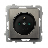 OSPEL - GNIAZDO POJEDYNCZE Z UZIEMIENIEM 2P+Z Z PRZESŁONAMI ZACISKI ŚRUBOWE 16A 250V IP20 STAL INOX SONATA - GP-1RMZP/m/37