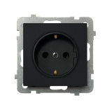 OSPEL - GNIAZDO POJEDYNCZE Z UZIEMIENIEM 2P+Z SCHUKO ZACISKI ŚRUBOWE 16A 250V IP20 CZARNY METALIK SONATA - GP-1RS/m/33
