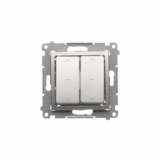 KONTAKT SIMON - Łącznik roletowy podwójny (moduł) 10A, 250V~, szybkozłącza. W komplecie z pierścieniem dekoracyjnym; srebrny mat - DZW2.01/43