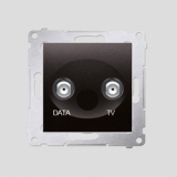 KONTAKT SIMON - Gniazdo TV-DATA. Dwa porty wyjściowe typu 'F' (moduł). Częstotliwość dla wejścia 5-1000 MHz; antracyt - DAD1.01/48