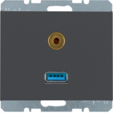 HAGER - GNIAZDO USB AUDIO 3,5MM ANTRACYT MAT K.1 - 3315397006
