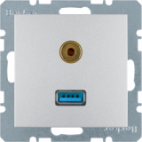 HAGER - GNIAZDO USB / 3.5 MM AUDIO ALU MAT B.1/B.7 - 3315391404