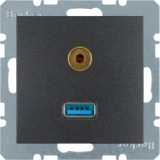 HAGER - GNIAZDO USB / 3.5 MM AUDIO ANTRACYT MAT B.KWADRAT/B.3/B.7 - 3315391606