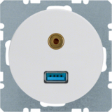 HAGER - GNIAZDO USB AUDIO 3,5MM BIAŁY POŁYSK R.1/R.3 - 3315392089