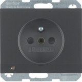 HAGER - GNIAZDO Z UZIEMIENIEM I KONTROLNĄ DIODĄ LED ANTRACYT MAT K.1 - 6765107006