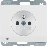 HAGER - GNIAZDO Z UZIEMIENIEM I KONTROLNĄ DIODĄ LED BIAŁY POŁYSK K.1 - 6765107009