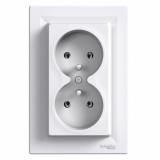 SCHNEIDER ELECTRIC - GNIAZDO PODWÓJNE Z UZIEMIENIEM 2X2P+Z ZACISKI IP20 ŚRUBOWE 16A 250V BIAŁY ASFORA - EPH9800221