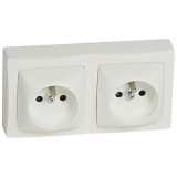 LEGRAND - GNIAZDO PODWÓJNE Z UZIEMIENIEM 2X2P+Z Z PRZESŁONAMI ZACISKI ŚRUBOWE 16A 250V IP20 BIAŁY OTEO - 086076