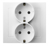 OSPEL - GNIAZDO PODWÓJNE SCHUKO BIAŁY KIER - GP-2WS/00