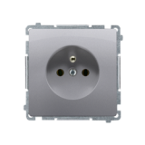 KONTAKT SIMON - Gniazdo wtyczkowe pojedyncze z uziemieniem (moduł) 16A, 250V~ z przesłonami torów prądowych, szybkozłącza; stal inox - BMGZ1CZ.01/21