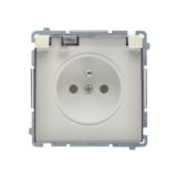 KONTAKT SIMON - GNIAZDO POJEDYNCZE Z UZIEMIENIEM 2P+Z KLAPKA DYMNA ZACISKI ŚRUBOWE 16A 250V IP44 BEŻOWY BASIC - BMGZ1B.01/12A