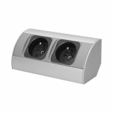ORNO - GNIAZDO MEBLOWE BEZ WYŁĄCZNIKA 2x2P+Z BIAŁO-SREBRNY - OR-AE-1303/G