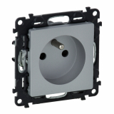LEGRAND - GNIAZDO POJEDYNCZE Z UZIEMIENIEM 2P+Z Z PRZESŁONAMI ZACISKI ŚRUBOWE 16A 250V IP20 ALUMINIUM VALENA LIFE - 753384