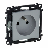 LEGRAND - GNIAZDO POJEDYNCZE Z UZIEMIENIEM  2P+Z Z PRZESŁONAMI ZACISKI AUTOMATYCZNE 16A 250V IP20 ALUMINIUM VALENA LIFE - 753380