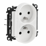 LEGRAND - GNIAZDO PODWÓJNE Z UZIEMIENIEM 2X2P+Z Z PRZESŁONAMI ZACISKI AUTOMATYCZNE 16A 250V IP20 BIAŁY VALENA LIFE - 753190