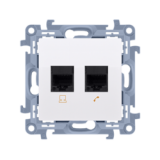KONTAKT SIMON - Gniazdo komputerowe podwójne RJ45 kategoria 6 ekranowane (moduł); biały - C62E.01/11