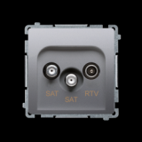 KONTAKT SIMON - Gniazdo antenowe satelitarne podwójne końcowe SAT-SAT-RTV, (moduł). 2xwejście: SAT: 5–2400 MHz, RTV: 5–862 MHz; srebrny mat - BMZAR+SAT3.1-P2.01/43