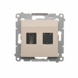 KONTAKT SIMON - Gniazdo HDMI + RJ45 kat.6. (moduł); kremowy - DGHRJ45.01/41