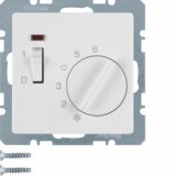 HAGER - REGULATOR TEMPERATURY POMIESZCZENIA ZE STYKIEM ZWIERNYM ELEMENTEM CENTRALNYM ŁĄCZNIKIEM I DIODĄ BIAŁY AKSAMIT Q.1 - 20306089