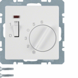 HAGER - REGULATOR TEMPERATURY POMIESZCZENIA 24 V ZE STYKIEM ZWIERNYM ELEMENTEM CENTRALNYM ŁĄCZNIKIEM I DIODĄ BIAŁY AKSAMIT Q.1  - 20316089
