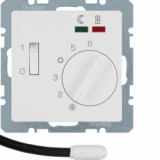 HAGER - REGULATOR TEMPERATURY PODŁOGOWEJ Z ZESTYKIEM ZWIERNYM ELEMENTEM CENTRALNYM ŁĄCZNIKIEM I 2 DIODAMI LED BIAŁY AKSAMIT Q.1 - 20346089