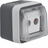HAGER - GNIAZDO ANTENOWE R+TV PRZELOTOWE 10DB Z POKRYWĄ KOMPLETNE IP55 SZARY W.1 - 12033525