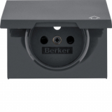 HAGER - ELEMENT CENTRALNY DO GNIAZDA Z UZIEMIENIEM Z POKRYWĄ ANTRACYT MAT LAKIEROWANY K.1 - 3965777106