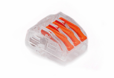 SIMET - SZYBKOZŁĄCZKA ZU-403 DO LINEK I DRUTÓW 0.2 - 4 mm2 Z DZWIGNIAMI 3 TORY TRANSPARENTNY OPAKOWANIE 15 SZT. - 85123000
