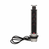 ORNO - GNIAZDO MEBLOWE POTRÓJNE Z UZIEMIENIEM 2XUSB, WYSUWANE Z BLATU 6CM, Z BLOKADĄ I PRZEWODEM 1,8M OR-AE-1349 - OR-AE-1349