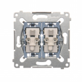 KONTAKT SIMON - Łącznik schodowy podwójny z podświetleniem (mechanizm) 10AX, 250V~, szybkozłącza *Posiada 2 niezależne układy podświetlenia - SW6/2XLM