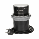 ORNO - GNIAZDO OKRĄGŁE WYSUWANE Z BLATU 3X250V AC +2XUSB Z PRZEWODEM 1,5M, INOX. - OR-AE-1381