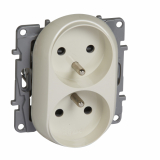 LEGRAND - GNIAZDO PODWÓJNE Z UZIEMIENIEM 2X2P+Z DO RAMEK WIELOKROTNYCH Z PRZESŁONAMI ZACISKI ŚRUBOWE 16A 250V IP20 KREMOWY NILOE - 764642