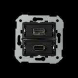 KONTAKT SIMON - Gniazdo USB + HDMI (V1.4), żeńskie. Podłączenie HDMI kątowe. !Wymagana puszka podtynkowa wielopolowa (nie łączona) - 7501095-039
