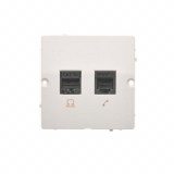 KONTAKT SIMON - Gniazdo komputerowe RJ45 kat.5e + telefoniczne RJ12 (moduł). Montaż gniazda na wkręty do puszki; biały - BM5T.02/11