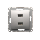 KONTAKT SIMON - ŁADOWARKA 2XUSB 2.1 A 5V DC 230V SREBRNY MAT SIMON 54 - DC2USB.01/43