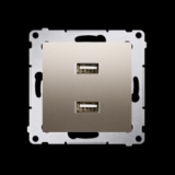 KONTAKT SIMON - Ładowarka 2 x USB (moduł), 2.1 A, 5V DC, 230V; złoty mat - DC2USB.01/44
