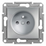 SCHNEIDER ELECTRIC - GNIAZDO POJEDYNCZE Z UZIEMIENIEM 2P+Z  Z PRZESŁONAMI IP20 ZACISKI ŚRUBOWE 16A 250V ALUMINIUM ASFORA - EPH2800261