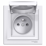 SCHNEIDER ELECTRIC - GNIAZDO POJEDYNCZE Z UZIEMIENIEM 2P+Z DO SYSTEMU RAMKOWEGO Z KLAPKĄ IP44 ZACISKI ŚRUBOWE KOMPLETNE 16A 250V BIAŁY ASFORA - EPH2800621