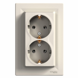 SCHNEIDER ELECTRIC - GNIAZDO PODWÓJNE SCHUKO KREMOWE ASFORA. - EPH9900123