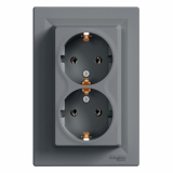 SCHNEIDER ELECTRIC - GNIAZDO PODWÓJNE SCHUKO STAL ASFORA. - EPH9900162