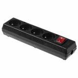 PLASTROL - GN-470WS CZARNY Gniazdo wtyczkowe przenośne czterokrotne 4x2p+Z z wyłącznikiem 16A, 250V, rozbieralne - GN-470WS CZARNY