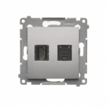KONTAKT SIMON - GNIAZDO HDMI + KOMPUTEROWE RJ45 KAT. 6 SREBRNY MAT SIMON 54 - DGHRJ45.01/43