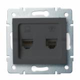 KANLUX - GNIAZDO KOMPUTEROWO-TELEFONICZNE, (RJ45 KAT. 6+RJ11) GRAFIT LOGI. - 25290