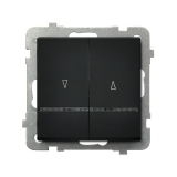 OSPEL - ŁĄCZNIK ŻALUZJOWY Z PODŚWIETLENIEM NIEBIESKIM Z BLOKADĄ MECHANICZNĄ ZACISKI AUTOMATYCZNE 10AX 250V IP20 CZARNY METALIK SONATA - ŁP-7RBS/m/33