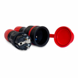 PLASTROL - ZESTAW INSTALACYJNY 16A GNIAZDO GN-54 + WTYCZKA WT-54 250V IP54 CZARNO-CZERWONY EXTREM. - ZWG-54 CZARNO-CZERWONY EXTREM