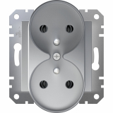 SCHNEIDER ELECTRIC - GNIAZDO PODWÓJNE Z UZIEMIENIEM 2X2P+Z IP20 ZACISKI ŚRUBOWE 16A 250V ALUMINIUM ASFORA - EPH9810261