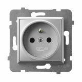 OSPEL - GNIAZDO POJEDYNCZE Z UZIEMIENIEM 2P+Z ZACISKI ŚRUBOWE 16A 250V IP20 SREBRNY ARIA - GP-1UZ/m/18