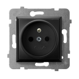 OSPEL - GNIAZDO POJEDYNCZE Z UZIEMIENIEM 2P+Z ZACISKI ŚRUBOWE 16A 250V IP20 CZARNY METALIK ARIA - GP-1UZ/m/33