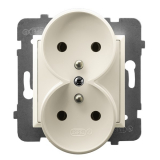 OSPEL - GNIAZDO PODWÓJNE Z UZIEMIENIEM 2X2P+Z ZACISKI ŚRUBOWE 16A 250V IP20 ECRU ARIA - GP-2URZ/m/27