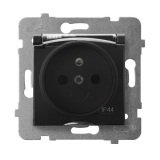 OSPEL - GNIAZDO POJEDYNCZE Z UZIEMIENIEM 2P+Z BRYZGOSZCZELNE Z KLAPKĄ ZACISKI ŚRUBOWE 16A 250V IP44 CZARNY METALIK ARIA - GPH-1UZ/m/33/d